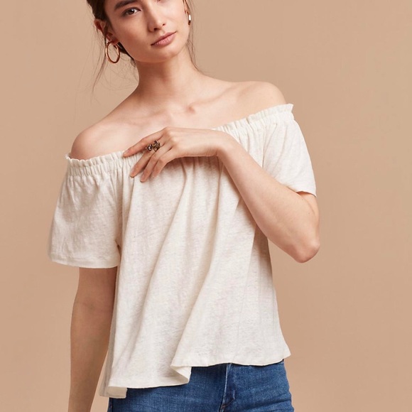 5/$35🍑 Like-New WILFRED 100% Linen Cream Sartre Top - Picture 1 of 11